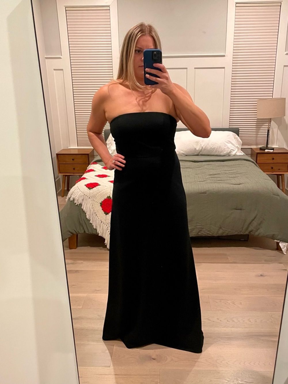 BHLDN Everly Strapless Crepe A-Line Black Evening Gown